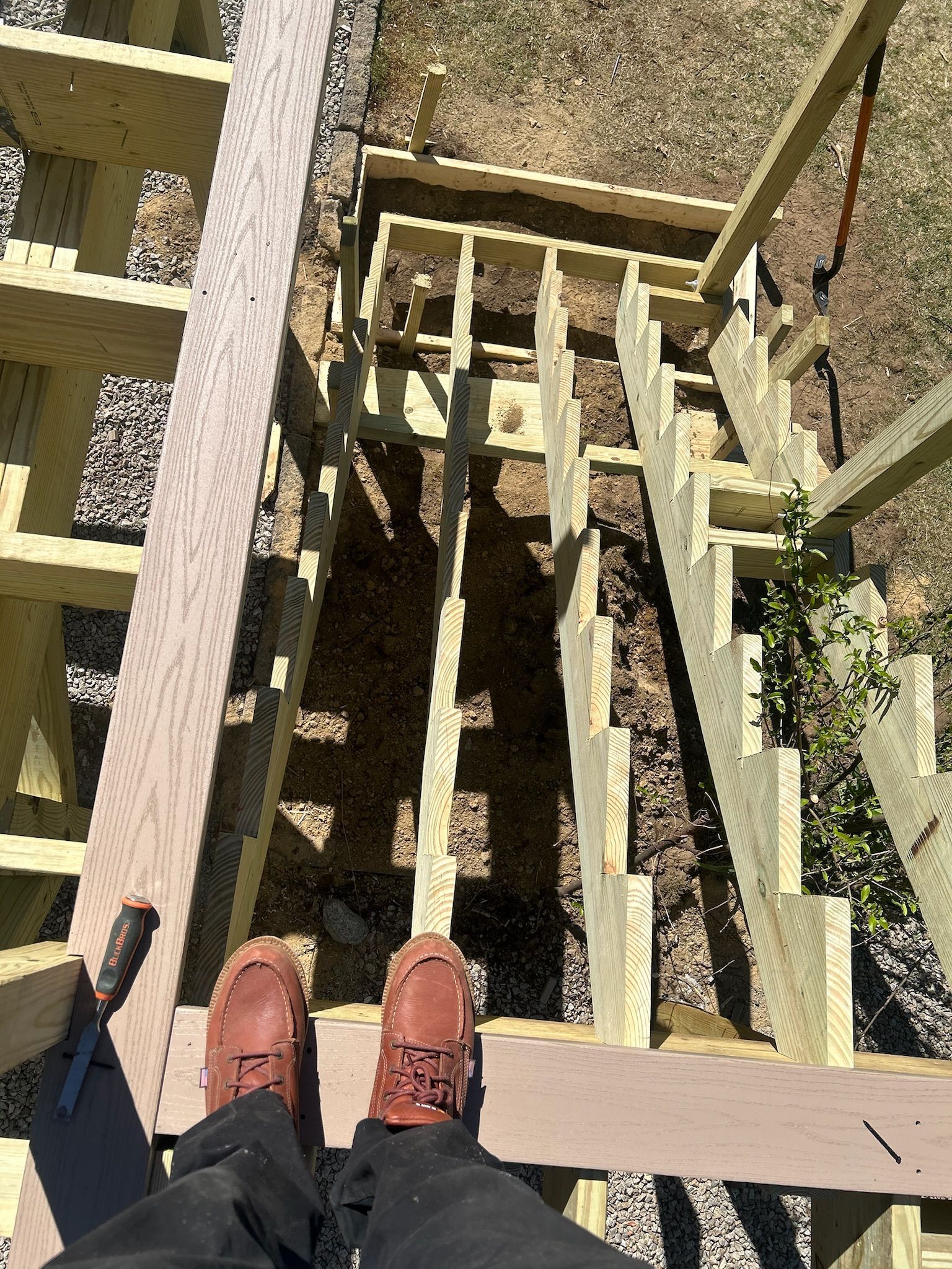 in progress picture of exterior deck being built in framingham massachusetts