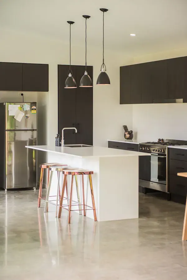 Kitchen With Dark Brown Cabinets And Pendant Lights - Coffs Harbour, NSW - G & A Cabinets