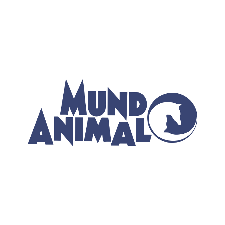 Um logotipo azul para o mundo animal em um fundo branco.