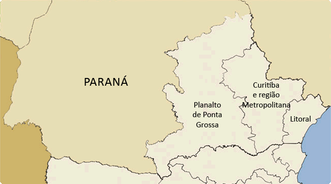 Um mapa do parana mostra a localização de curitiba