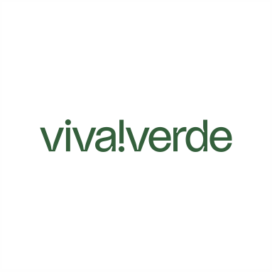O logotipo da viva verde é verde e branco em um fundo branco.