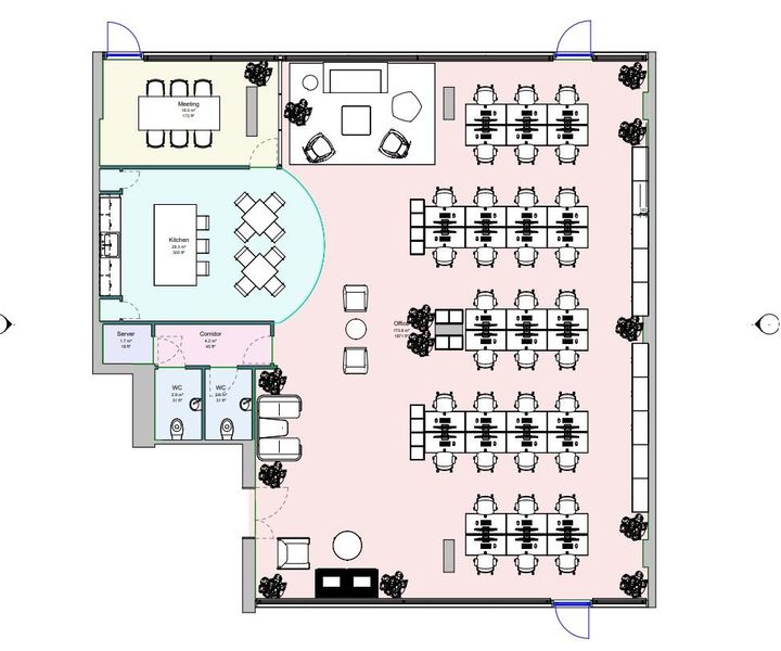 An example of a fitted and furnished managed office space.