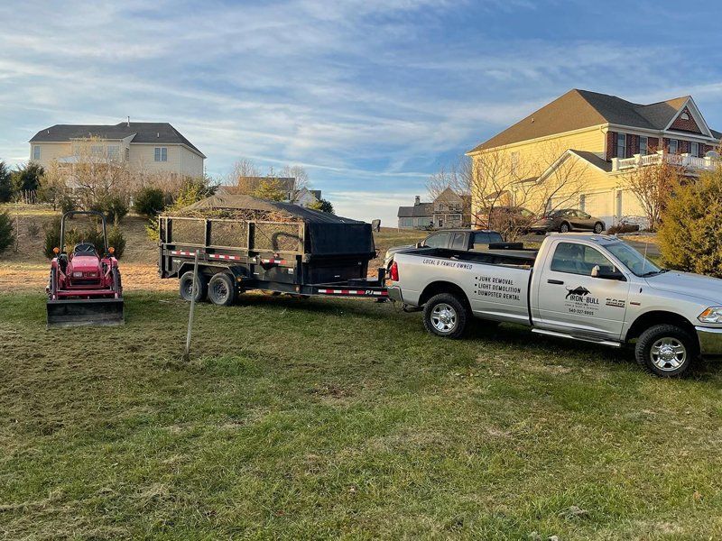 junk removal, cleanouts, dumpster rentals, land clearing, demolition, winchester, northern va, iron bull hauling