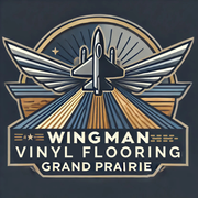 A logo for wing man vinyl flooring grand prairie