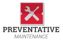 The logo for preventative maintenance has a wrench and screwdriver on it.