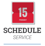 A red and white sign that says `` schedule service '' on it.