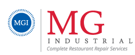 A logo for mg industrial complete restaurant repair services