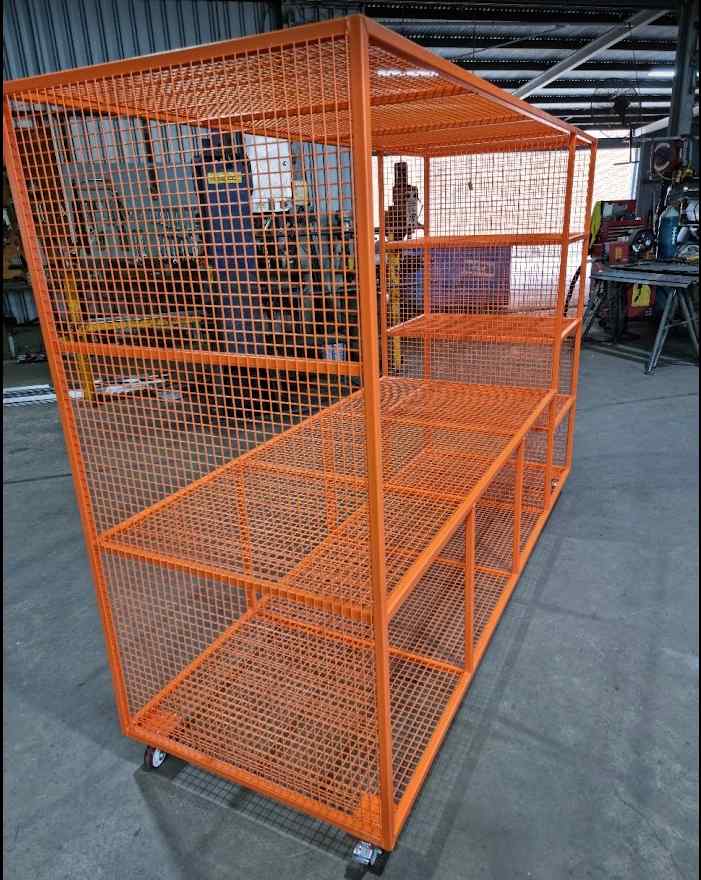 Custom Metal Caging Painted Orange - Metal Fabricators in Lismore, NSW