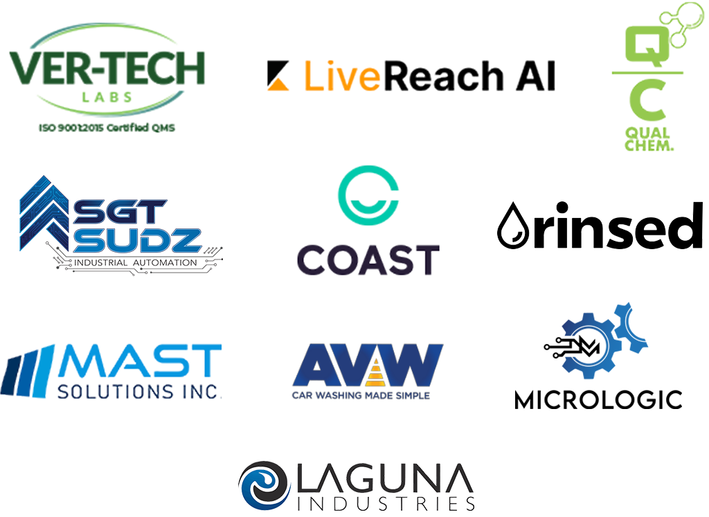 10 sponsor logos for Ver-Tech, LiveReach AI, Coast, Mast Solutions, Sgt. Sudz, Qual Chem, OptSpot, Micrologic