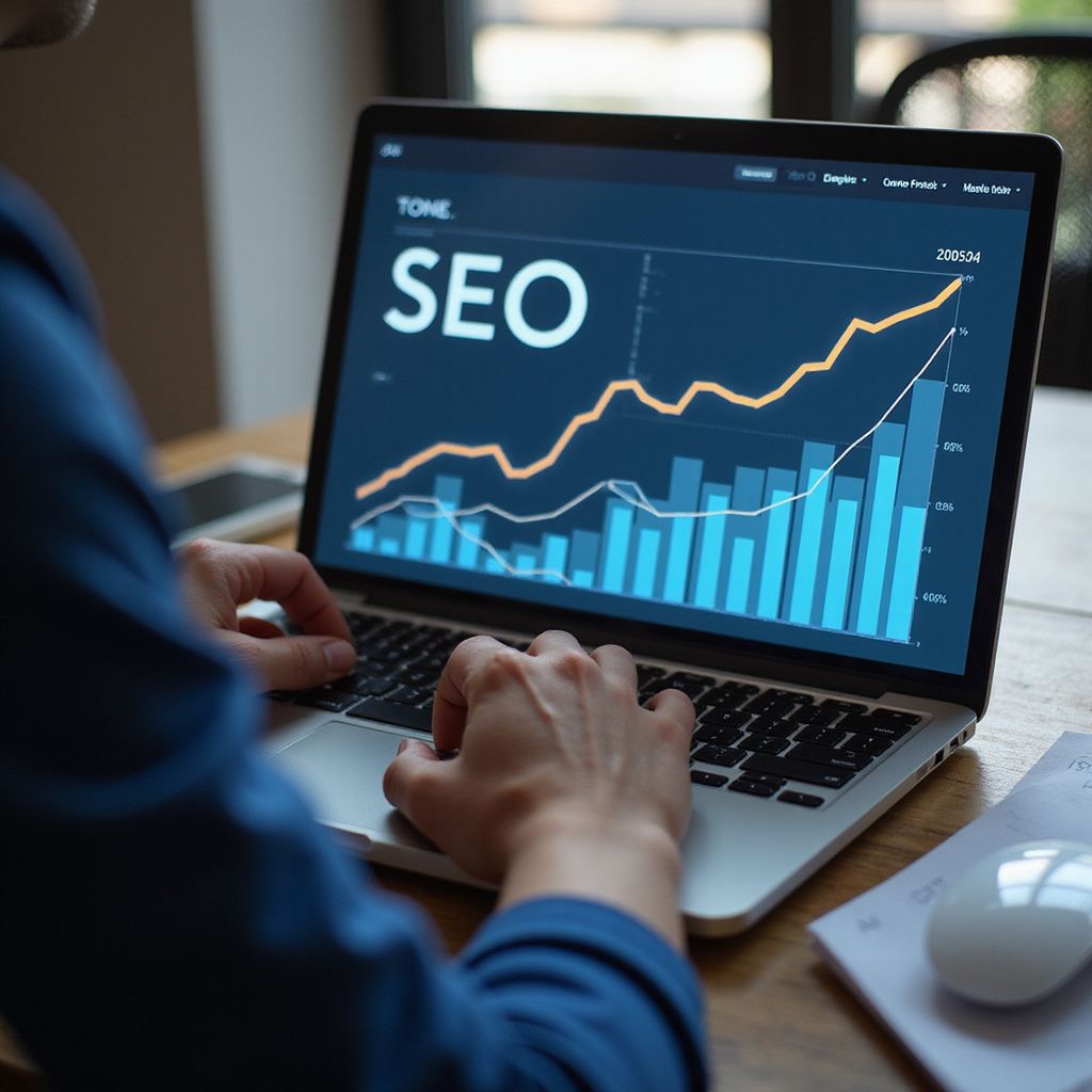 Person using laptop, displaying 