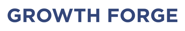 Growth Forge logo in dark blue font.