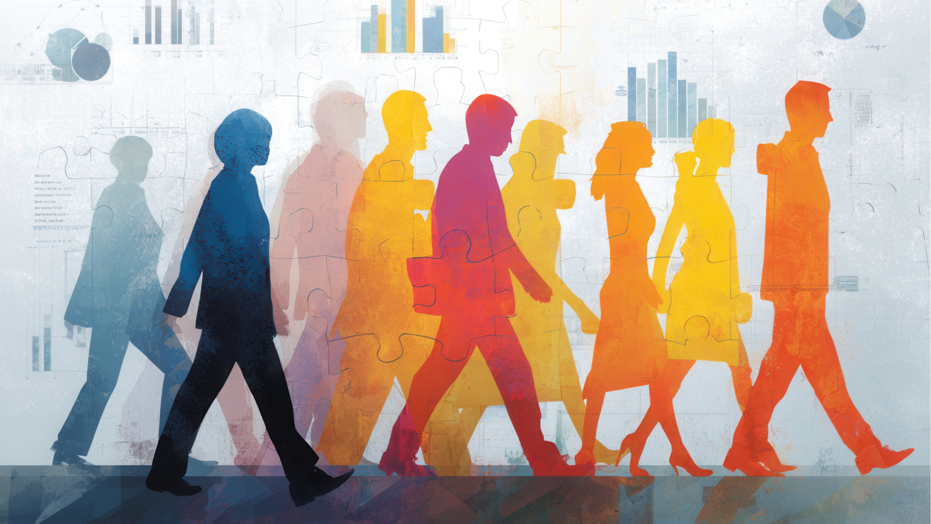 Person typing on laptop, viewing financial charts and pie chart. Phone rests beside the laptop on wooden table.