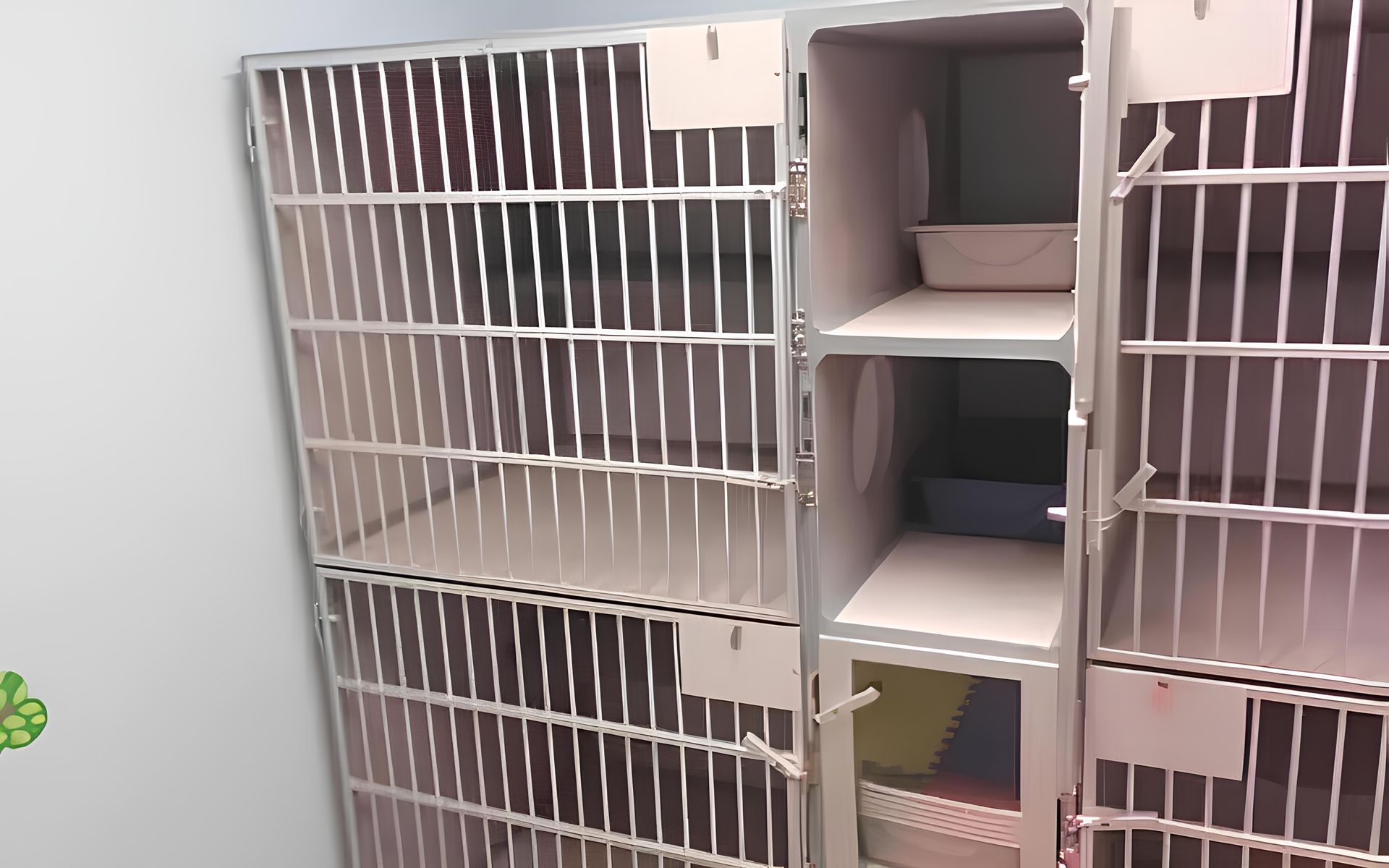 cat cages in a room