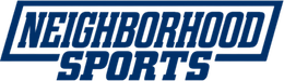 Neighborhood Sports logo in blue italic text with a stylized underline on a white background
