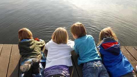 kids on a lake