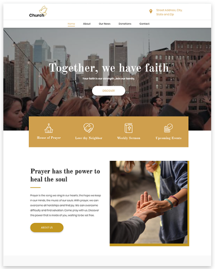 A screenshot of a website that says together we have faith