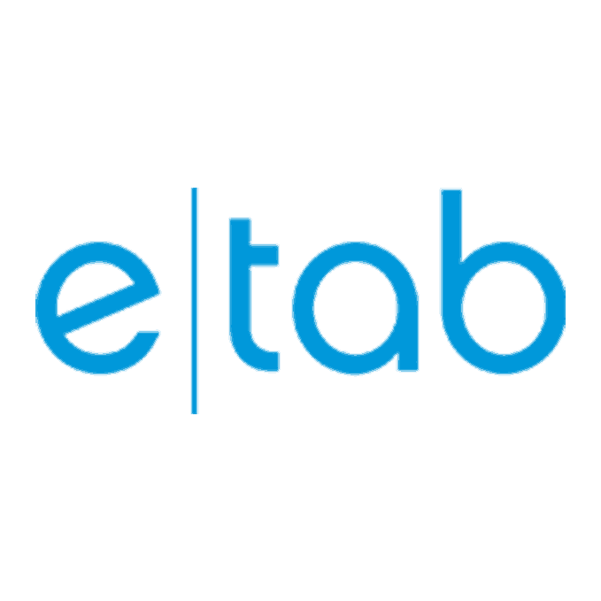 A blue el tab logo on a white background