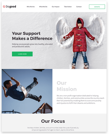 A screenshot of a website that says `` your support makes a difference ''.