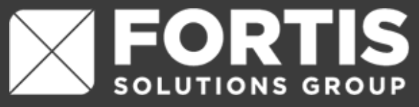 The fortis solutions group logo is black and white