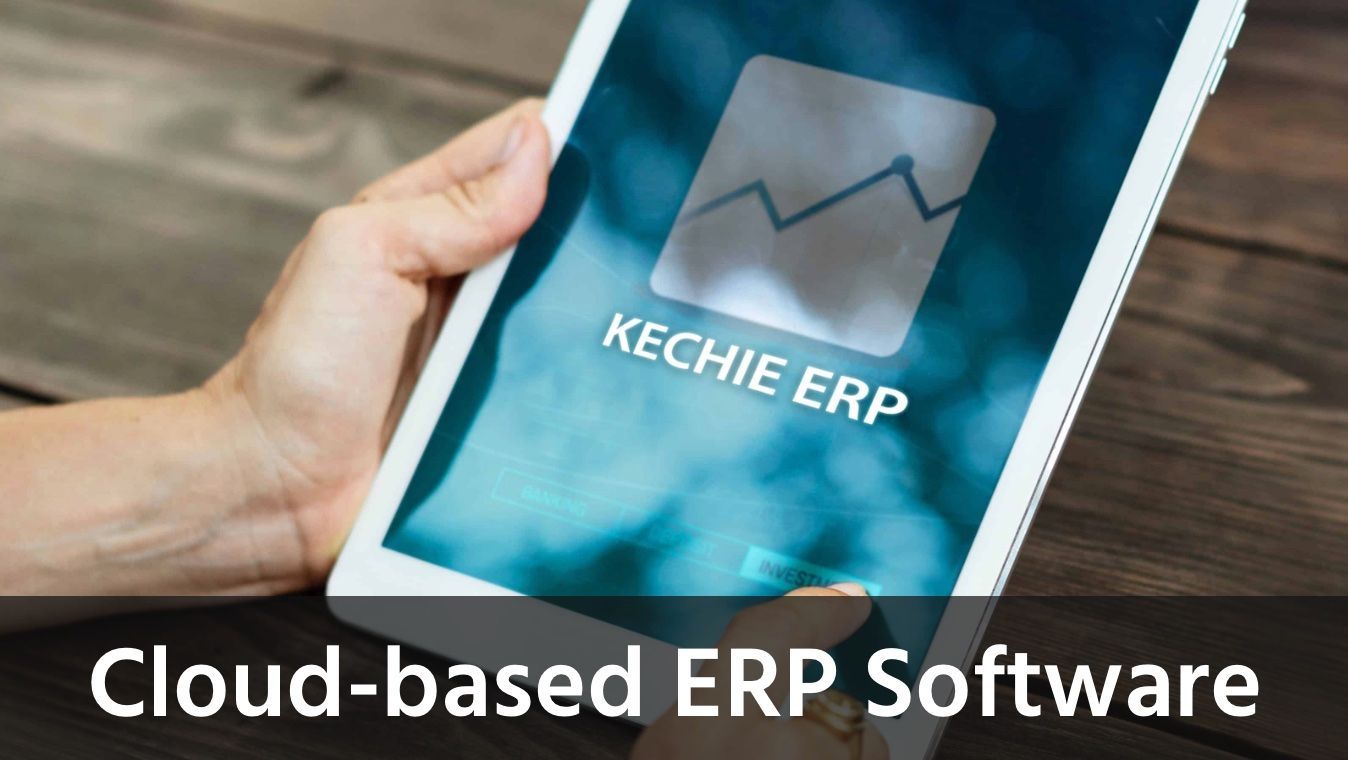 A person is holding a tablet with the word erp on it