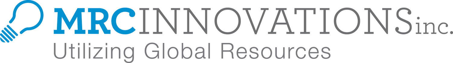A logo for mrc innovations inc. utilizing global resources