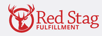 The logo for red stag fulfillment has a deer in a circle.