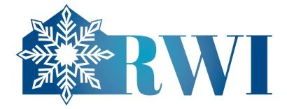 A blue logo with a snowflake and the word rwi