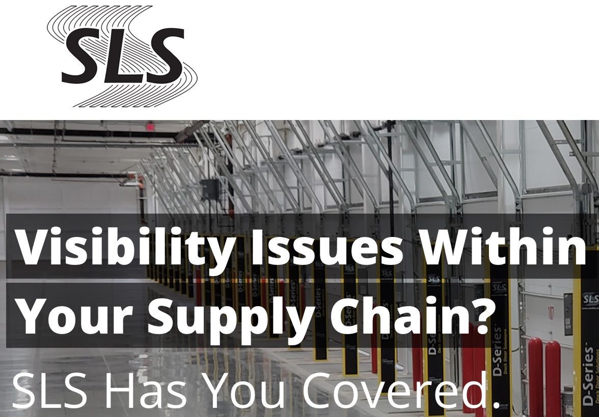 A picture of a warehouse with the words visibility issues within your supply chain.