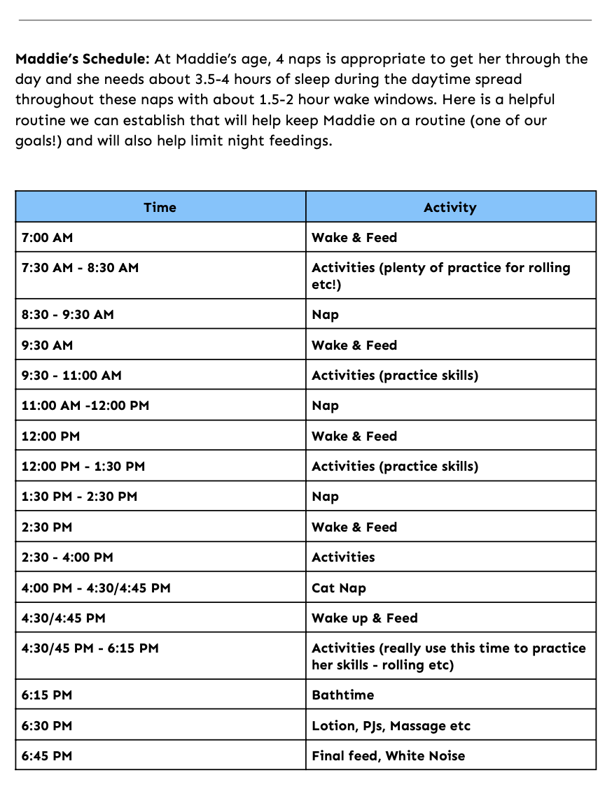Custom Sleep Training Plan