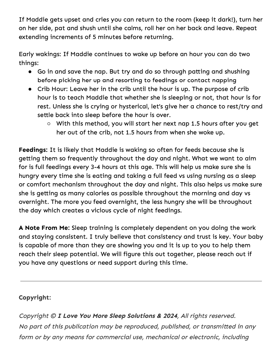 Custom Sleep Training Plan