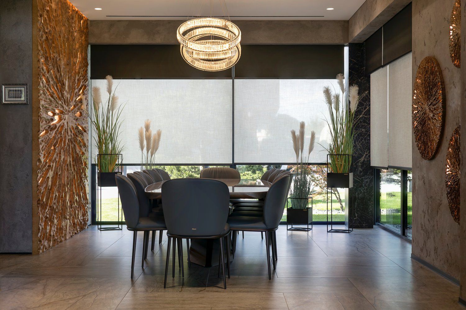 A dining area with blinds — Newcastle Curtains And Blinds In Warners Bay, NSW