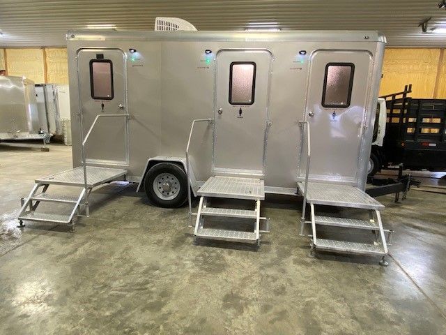 Anytime outhouse provides 3 stall bathroom trailer rentals in Indiana.