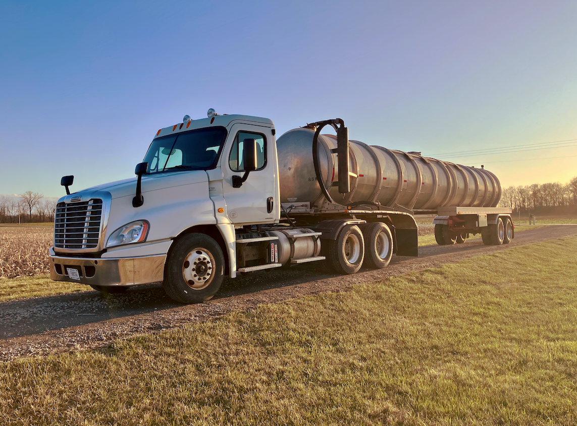 Anytime Outhouse's white tanker truck