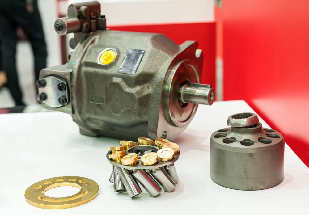 A Close Up of a Hydraulic Pump on a Table — North Queensland Independant Fuel Services in Slade Point, QLD