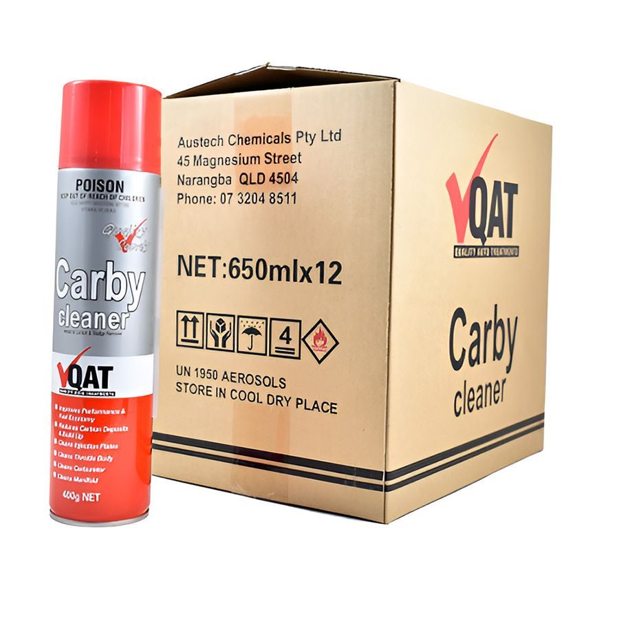A Can of Carby Cleaner Next to a Box — North Queensland Independant Fuel Services in Slade Point, QLD