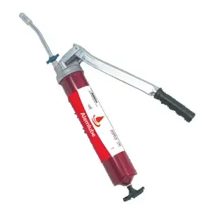 Red and Silver Grease Gun With Curved Nozzle — North Queensland Independant Fuel Services in Slade Point, QLD