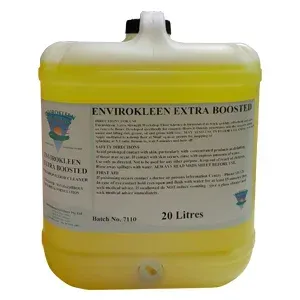 Yellow 20-liter container of Envirokleen Extra Boosted — North Queensland Independant Fuel Services in Slade Point, QLD