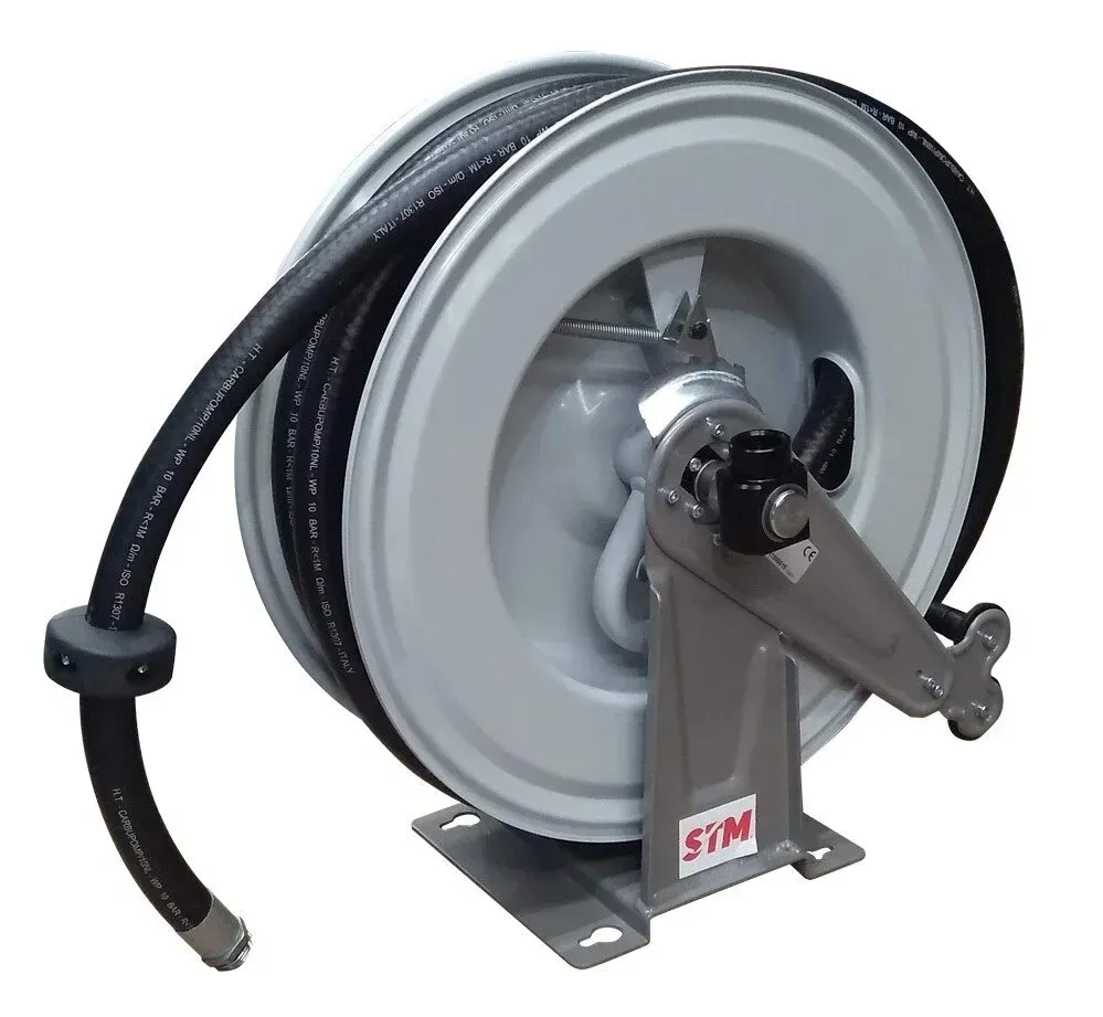 Metal Air Hose Reel With Black Hose — North Queensland Independant Fuel Services in Slade Point, QLD