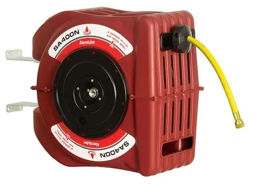 Red Hose Reel With a Yellow Hose Extending From the Side — North Queensland Independant Fuel Services in Slade Point, QLD