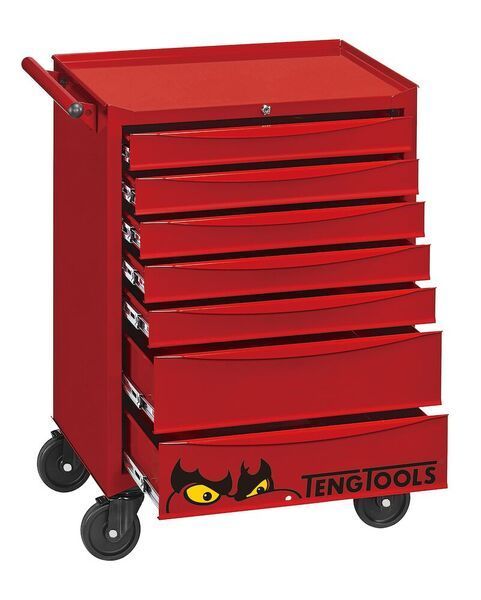 Red TengTools tool cart with multiple drawers, on wheels — North Queensland Independant Fuel Services in Slade Point, QLD