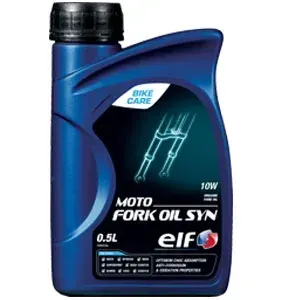Blue Bottle of Elf Moto Fork Oil Syn, 10w Viscosity. 0.5l — North Queensland Independant Fuel Services in Slade Point, QLD