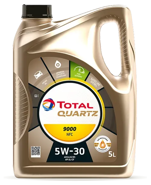 Total Quartz 9000 Nfc 5w-30 Motor Oil in a 5l Gold Container — North Queensland Independant Fuel Services in Slade Point, QLD