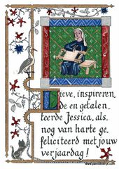Original ArtWork by Dr. Patrice de Rijk - Card Medieval Embroideress