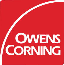 The logo for owens corning is red and white