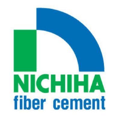 A blue and green logo for nichiha fiber cement