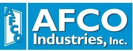 A blue and white logo for afco industries inc.