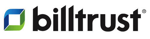 A billtrust logo with a blue and green circle on a white background.