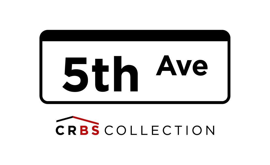 A black and white sign that says 5th ave crbs collection.