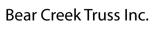 A black and white logo for bear creek truss inc.