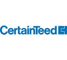 The certainteed logo is blue and white on a white background.
